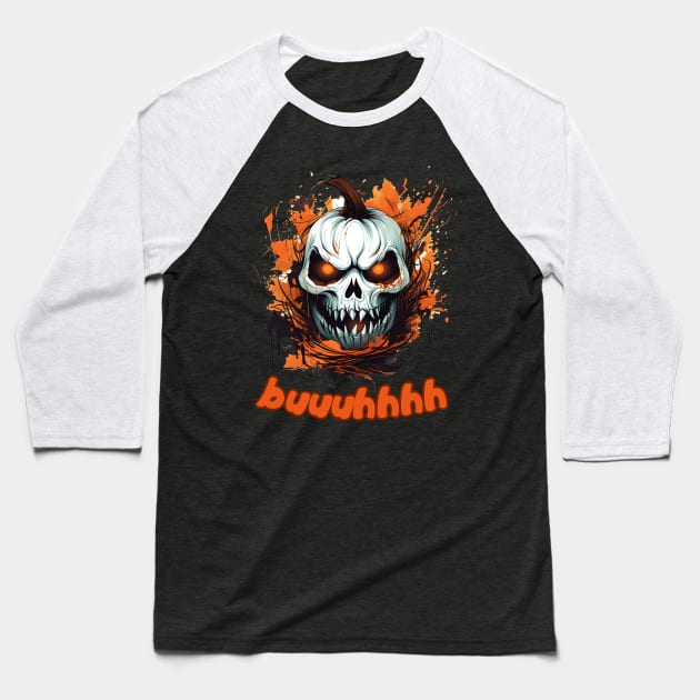 Buuhhhh-Halloween Haunt Baseball T-Shirt by NedisDesign